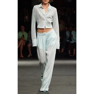 Rotate 'Sequin' Green Wide-Leg Pants Size 0